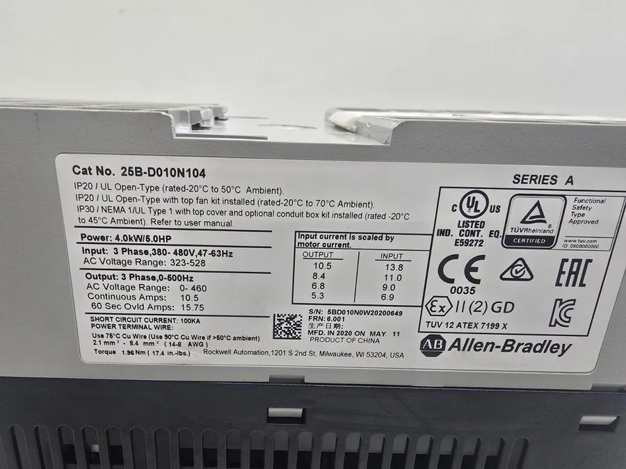 Частотный преобразователь AB Allen Bradley 25B-D010N104 PowerFlex 525 4kW 5Hp AC