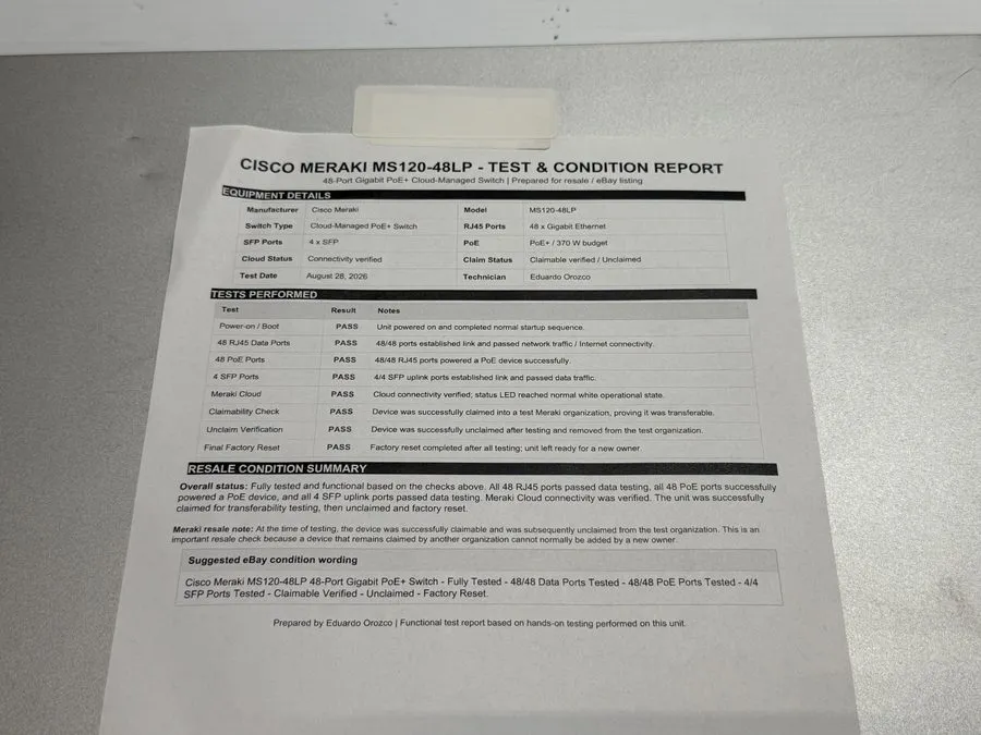 Коммутатор CISCO Meraki MS120-48LP Network Switch Unclaimed