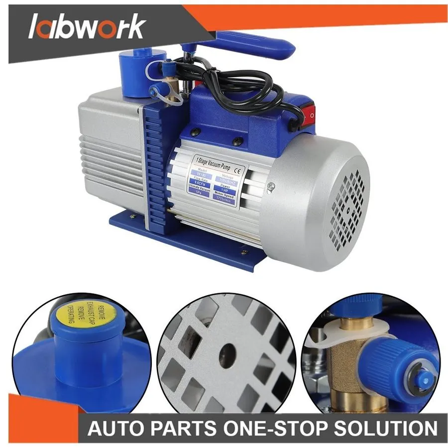 Насос Labwork 9.6CFM 1HP Single Stage Rotary Vane HVAC Air Vacuum Pump