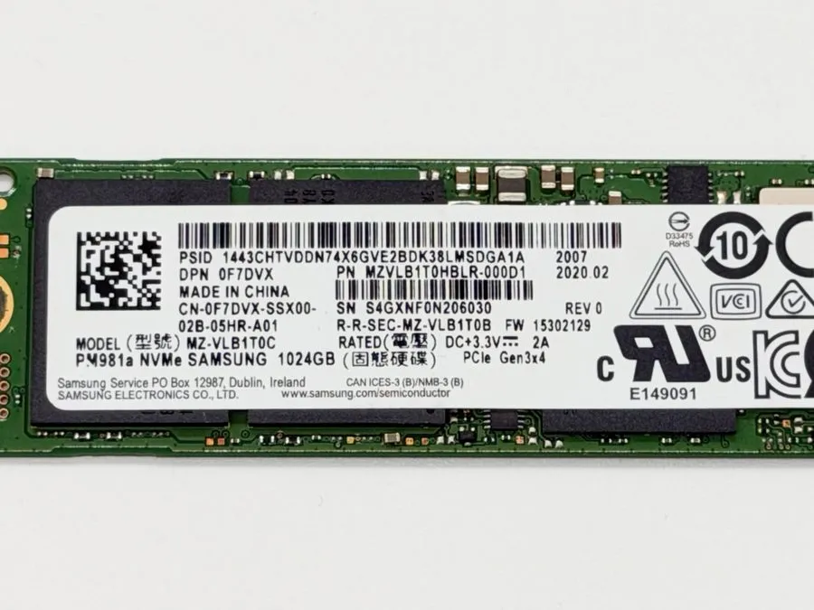 SSD-накопитель 1TB SAMSUNG PM981a MZ-VLB1T0C NVME 2280 PCIE 3 SSD 98% HEALTH