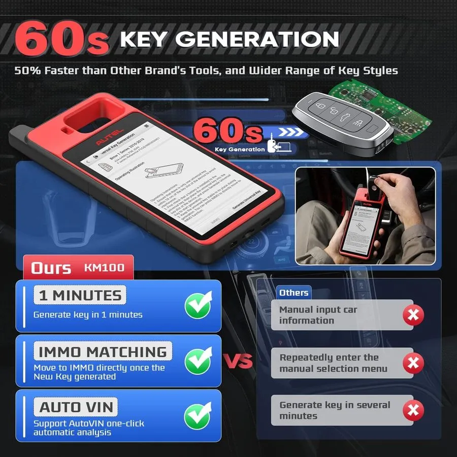 Диагностический сканер Autel Scanner MaxiIM KM100, 2026 Key FOB Programming Car  — фото лота 1