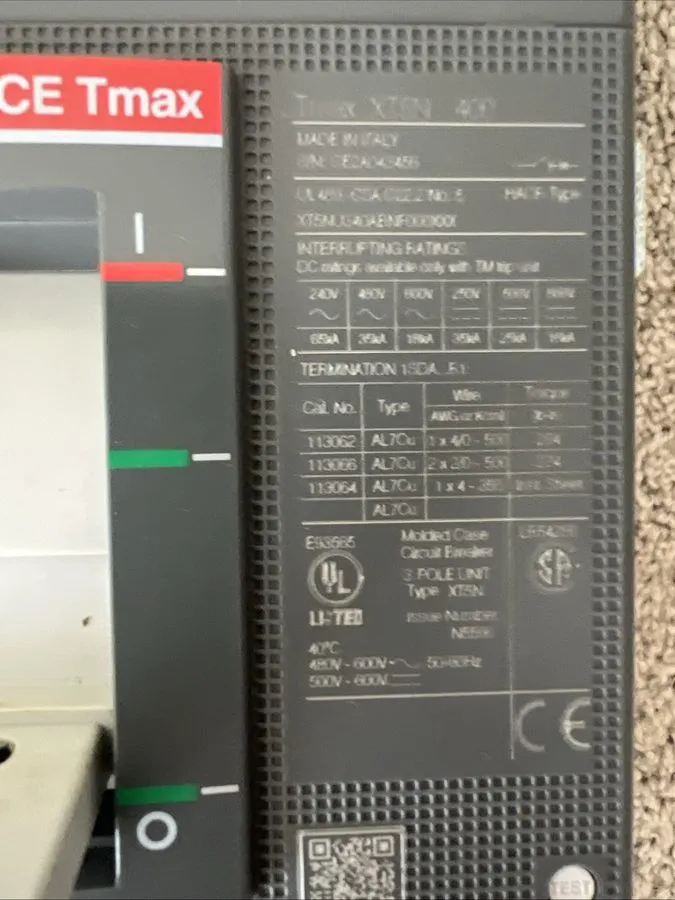 Автоматический выключатель ABB SACE Tmax XT5N 400 3-Pole 400A Molded Case Breake — фото лота 2