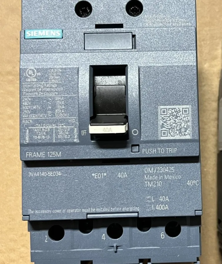 Автоматический выключатель SIEMENS 3VA4 3VA4140-5ED34 THERMAL MAGNETIC BREAKER 4