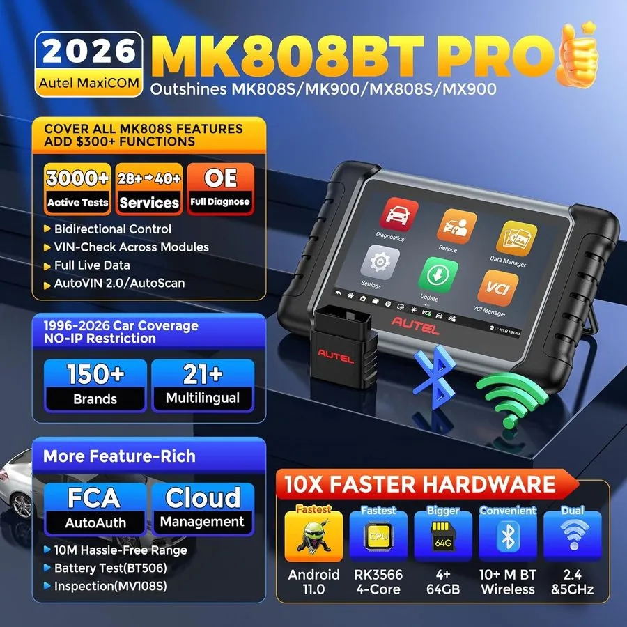 Диагностический сканер 2026 Autel MaxiCOM MK808S as MK808BT PRO Bidirectional Di — фото лота 3