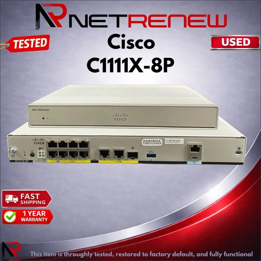 Маршрутизатор Cisco C1111X-8P 8 Ports Dual GE WAN Ethernet Router Item Only