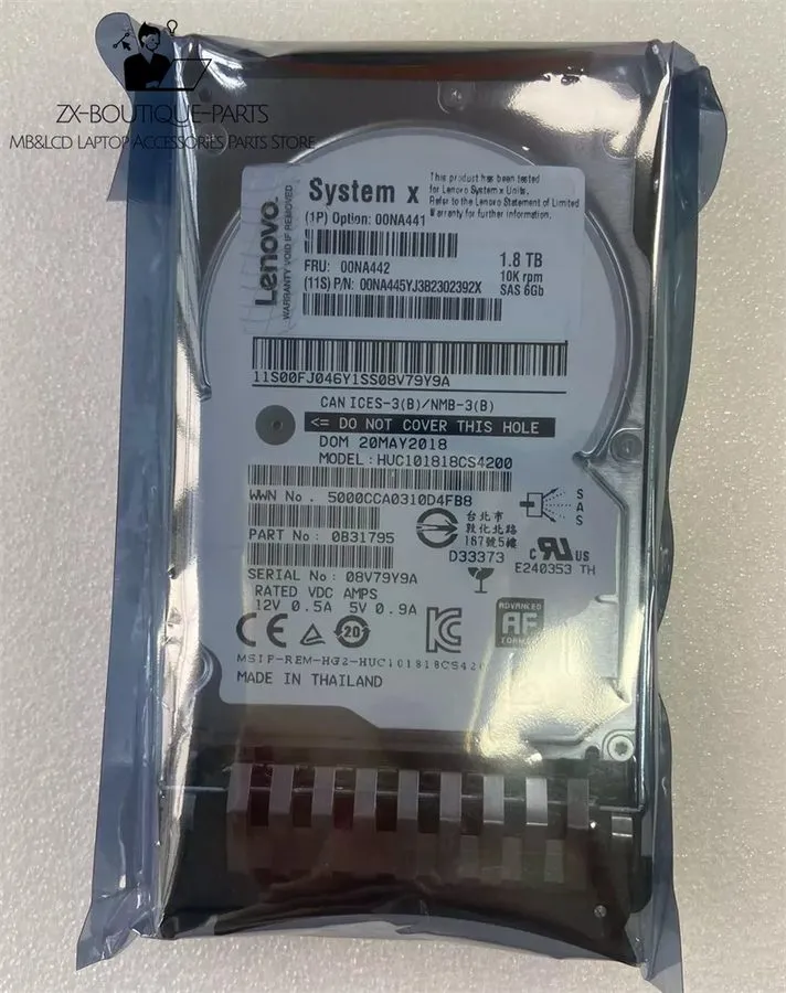 Жёсткий диск Lenovo / IBM 00NA442 00NA441 00NA445 1.8TB 10K 12G SAS 2.5'' HDD Ha