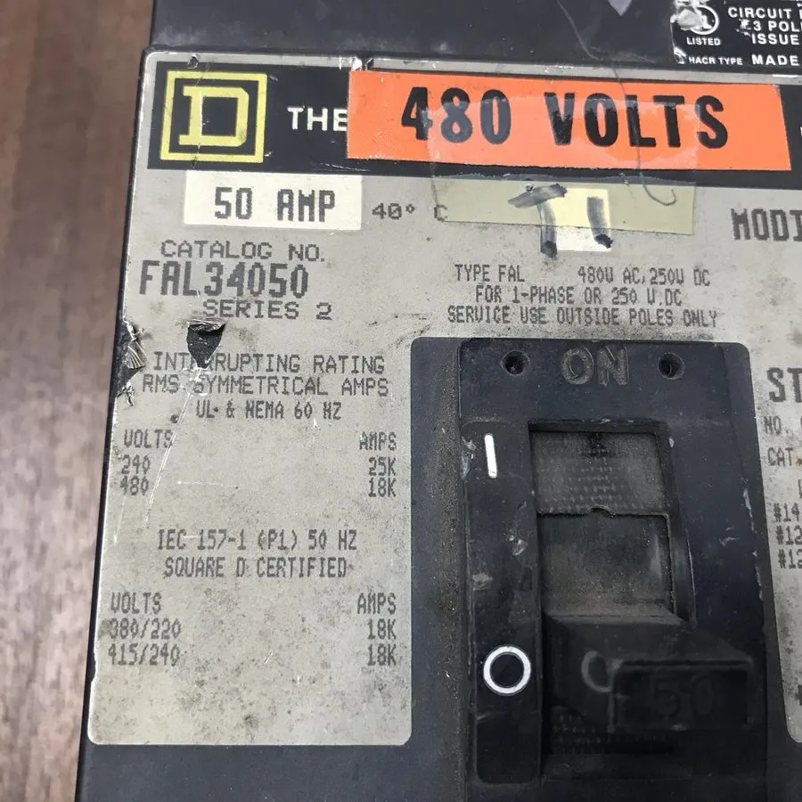 Автоматический выключатель Square D FAL34050 50A 3-Pole 480V Circuit Breaker FA