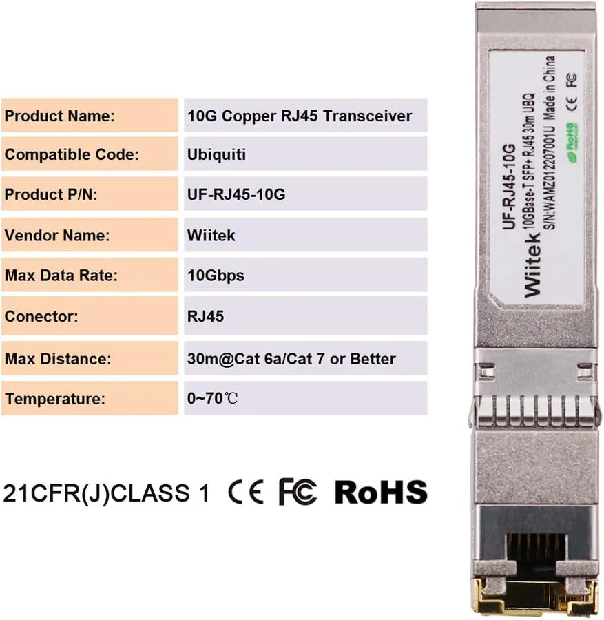 Трансивер 10G SFP+ to RJ45 Copper Modules, 1.25G/2.5G/5G/10GBase-T Ethernet Copp — фото лота 2