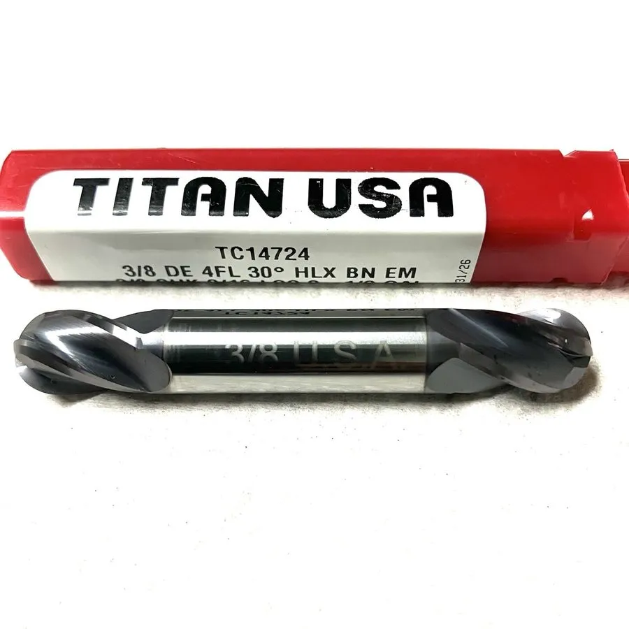 Режущий инструмент Titan USA 3/8" 4FL Carbide Double End Mill Stub Ball Nose AlT