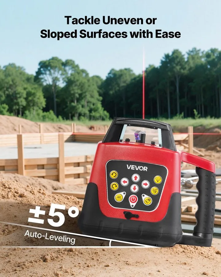 Нивелир VEVOR 1650ft Rotary Laser Level Kit Self Leveling Red Line 0.80 in/100 f — фото лота 2