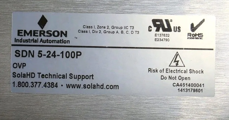 Блок питания Emerson SolaHD SDN 5-24-100P Power Supply 24VDC 5A 120W DIN Rail Mo