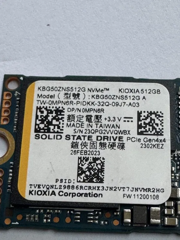 SSD-накопитель KIOXIA KBG50ZNS512G NVMe 512GB M.2 2230 PCIe Gen4x4 Internal SSD