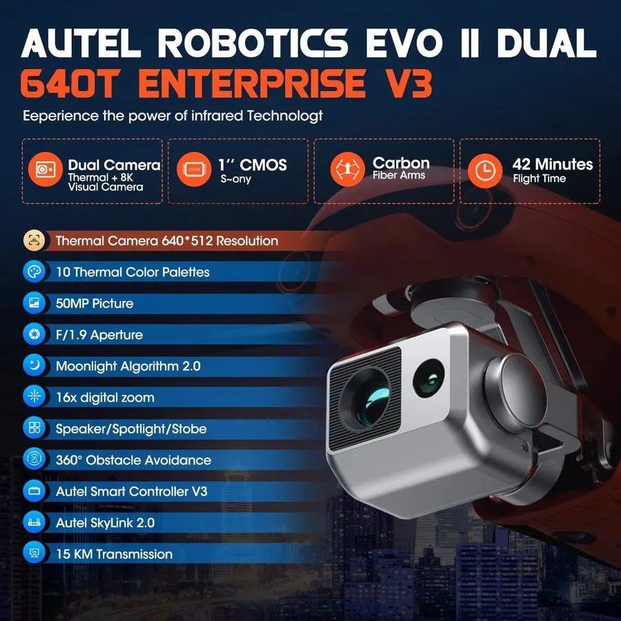 Дрон Autel Evo 2 Dual 640t V3 Enterprise & 7.9" Smart RC V3 Enterprise Bundle — фото лота 2