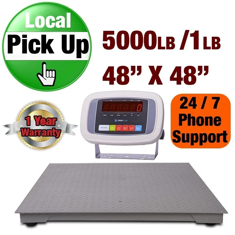 Весы Prime Scale 5000x1lb Floor Scale 48x48 w PS-IN108 Indicator Ramp Industrial — фото лота 1
