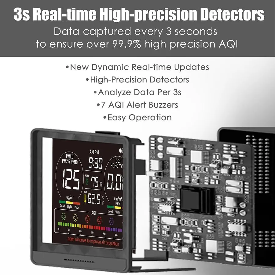 Тестер Professional 16-In-1 Portable Indoor Air Quality Monitor with AQI Reminde
