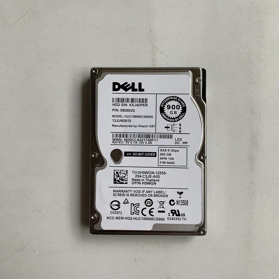 Жёсткий диск DELL H5WGN 0H5WGN 900GB 6Gbps 10K 2.5" SAS HDD HUC109090CSS600 0B26
