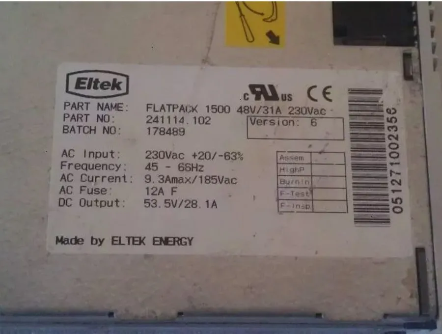 Операторское оборудование Eltek FLATPACK 1500 241114.100 48V/31A 230Vac 230Vac+2