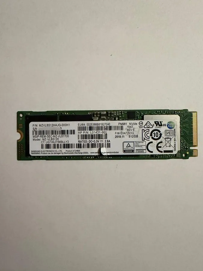 SSD-накопитель Samsung PM981 512GB M.2 2280 NVMe PCIe Gen3 x4 SSD MZVLB512HAJQ-0