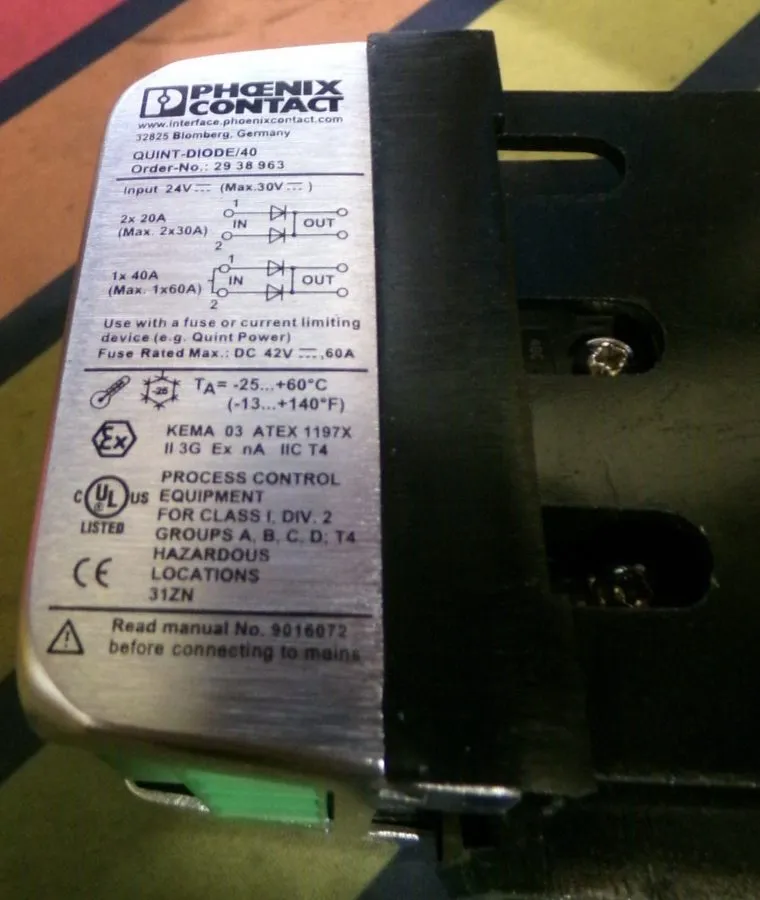 Блок питания PHOENIX CONTACT 2938963 QUINT-DIODE/40 24VDC REDUNDANCY POWER SUPPL