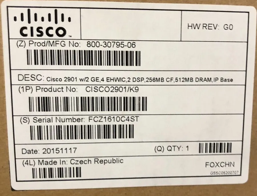 Маршрутизатор Cisco 2901/K9 Integrated Services Router 2-Port Gigabit Ethernet F