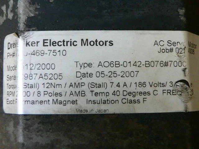 Серводвигатель Fanuc GE A06B-0142-B076#7000 a12/2000 AC Servo Motor 186 V 2.1 kW