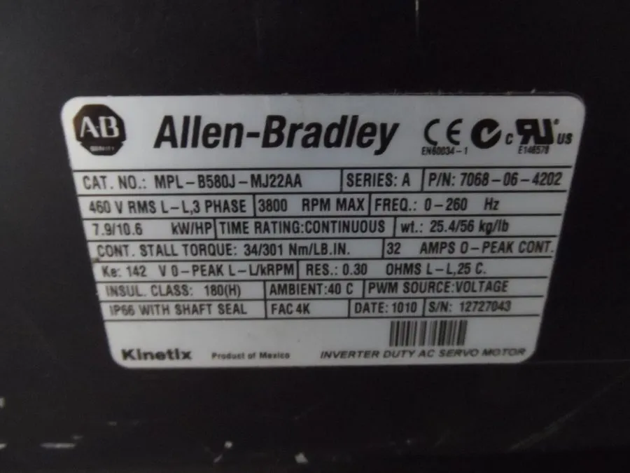 Серводвигатель Allen-Bradley MPL-B580J-MJ22AA Servo Motor