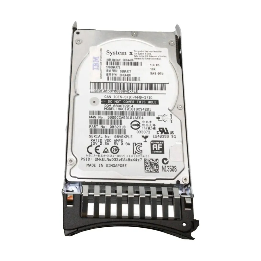 Жёсткий диск IBM 1.8TB 00NA476 00NA480 10K 00NA477 SAS 6Gbps 2.5'' G2HS 512E Har