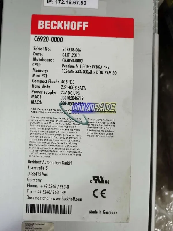 Промышленный компьютер C6920-0000 BECKHOFF Industrial PC