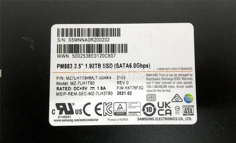 SSD-накопитель MZ7LH1T9HMLT-00005 Samsung PM883 1.92TB SATA 6Gbps RI 2.5" SSD MZ — фото лота 4