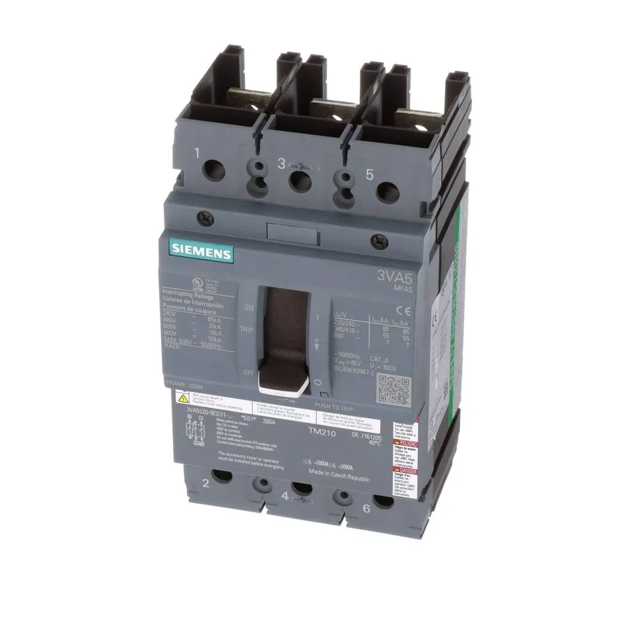 Автоматический выключатель SIEMENS 3VA5220-5ED31-0AA0 200A 3-Pole Circuit Breake