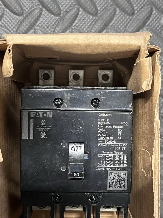 Автоматический выключатель Eaton GHB3050 THERMAL CIRCUIT BREAKER 50A, 3-Phases, 
