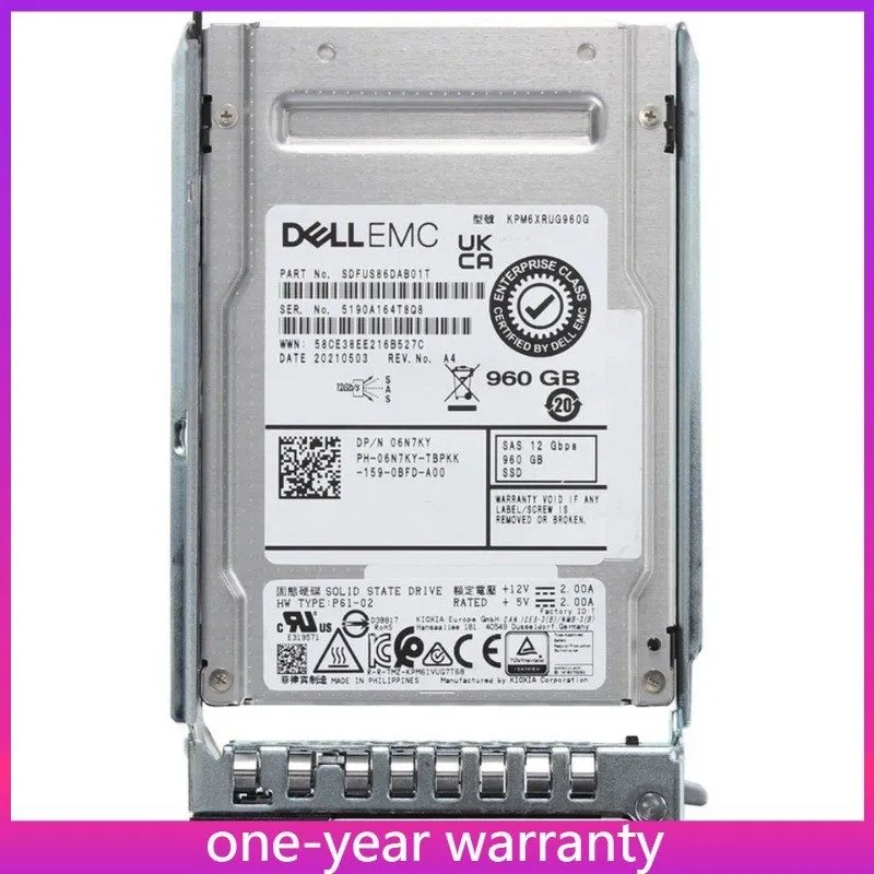 SSD-накопитель 6N7KY 06N7KY Dell EMC 960GB 12Gbps SAS RI TLC 2.5'' SSD 14/15/16G