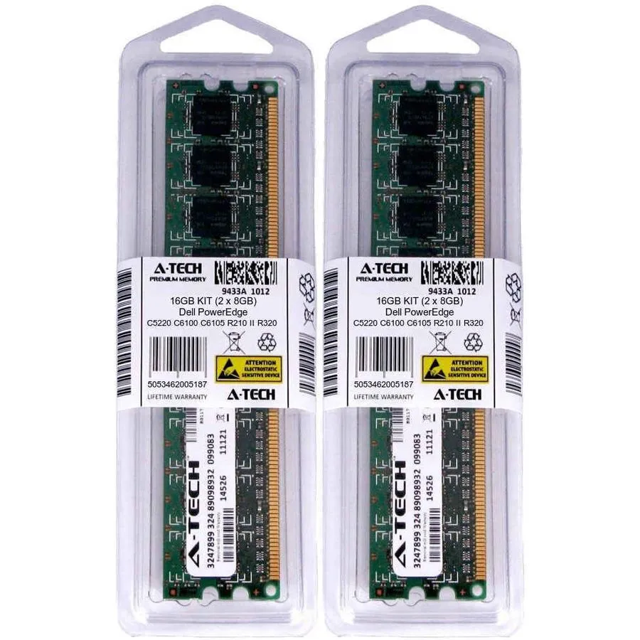 16GB KIT 2 x 8GB Dell PowerEdge C5220 C6100 C6105 R210 II R320 Server Memory RAM