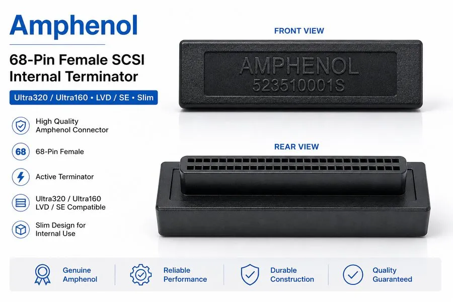 Электронный компонент Amphenol 68-Pin Female SCSI 3 Ultra160 Ultra320 LVD/SE Int — фото лота 1