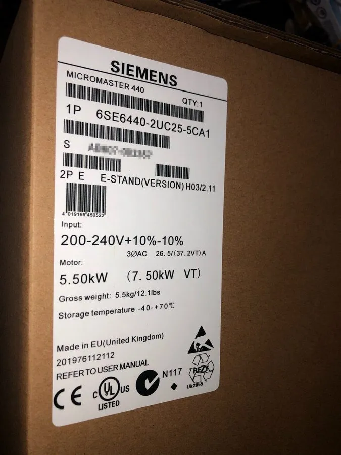 Частотный преобразователь 6SE6440-2UC25-5CA1 SIEMENS MICROMASTER 440 5.5KW/200V