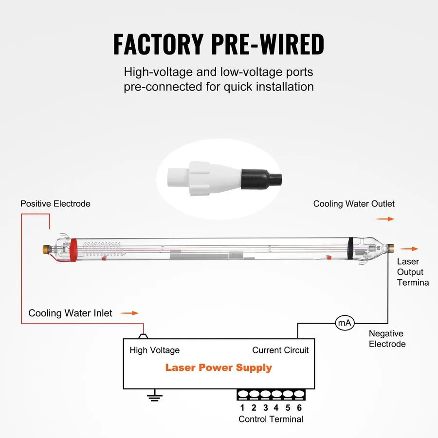 Оборудование рекламного производства 90W CO2 Laser Tube 49.2in Length, TEM00 Mod — фото лота 4