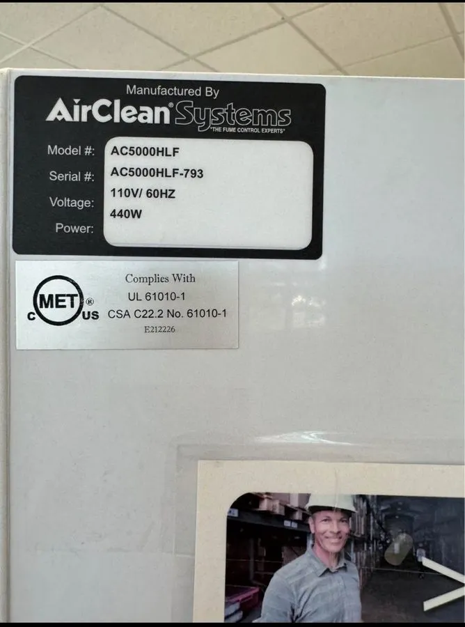 IIoT-устройство AirClean Systems AC5000HLF Ductless Fume Hood Lab Hood on Rollin — фото лота 2