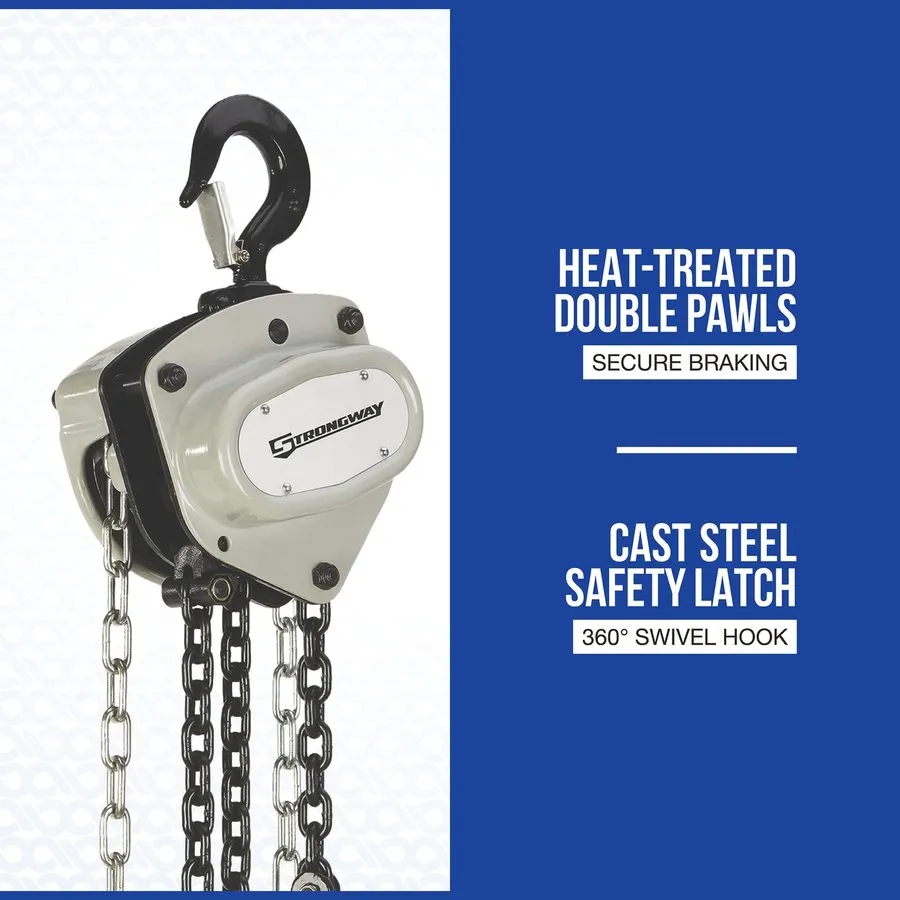 Таль Strongway Manual Chain Hoist, 20ft. Lift, 11,000-Lb. Capacity, Grade 80 — фото лота 2