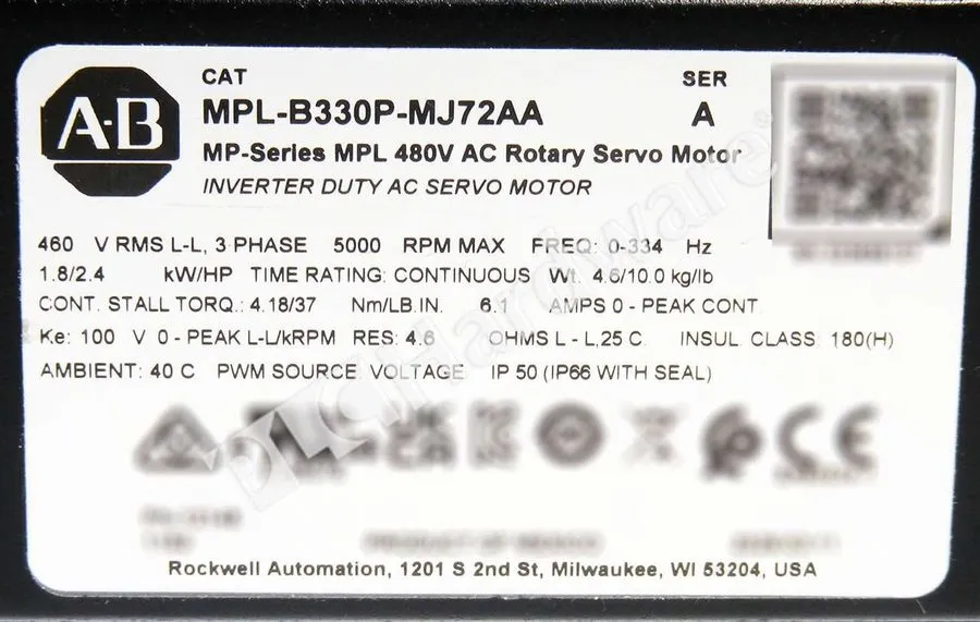 Серводвигатель Surplus Pre-owned Allen Bradley MPL-B330P-MJ72AA /A 460VAC Brushl