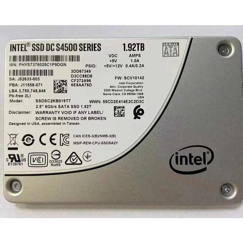 SSD-накопитель Intel DC S4500 Series 1.92TB 6Gbps 2.5 Inch SATA SSD SSDSC2KB019T