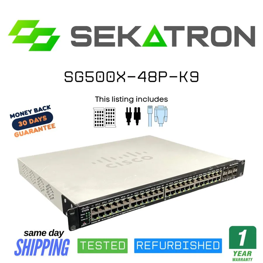 Коммутатор Cisco SG500X-48P-K9 Small Business 48-Port Gigabit PoE+ + 4×10GbE SFP