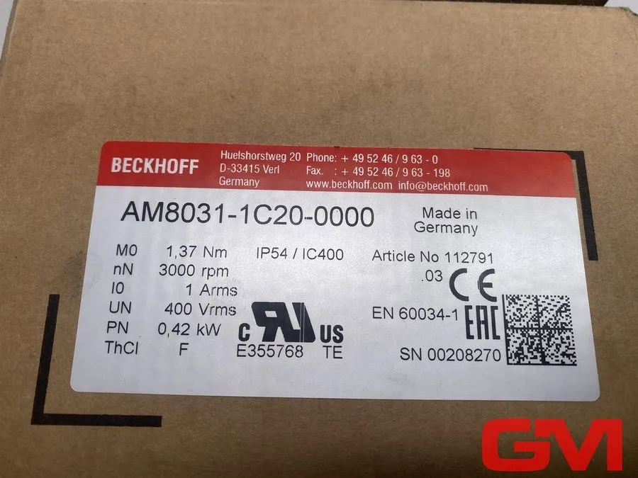 Серводвигатель AM8031-1C20-0000 Beckhoff Servo Motor