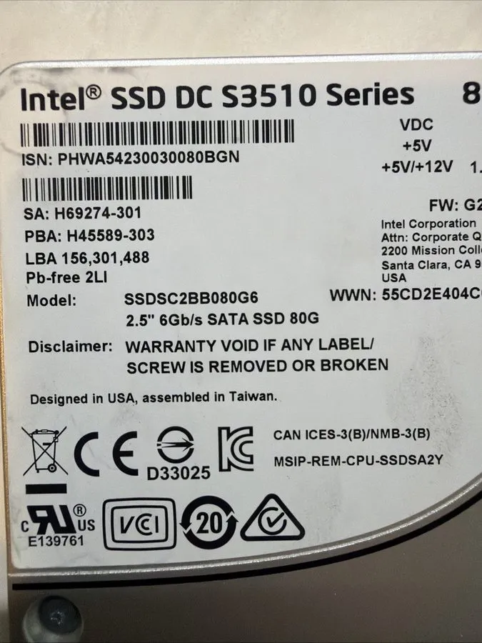 SSD-накопитель Intel DC S3500 Internal SSD 80GB MLC SATA III 2.5in SSDSC2BB080G4