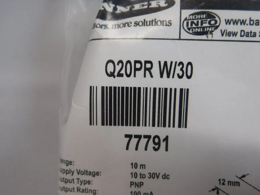 Фотоэлектрический датчик BANNER Q20PR W/30 PHOTOELECTRIC SENSOR 4-PIN, 77791