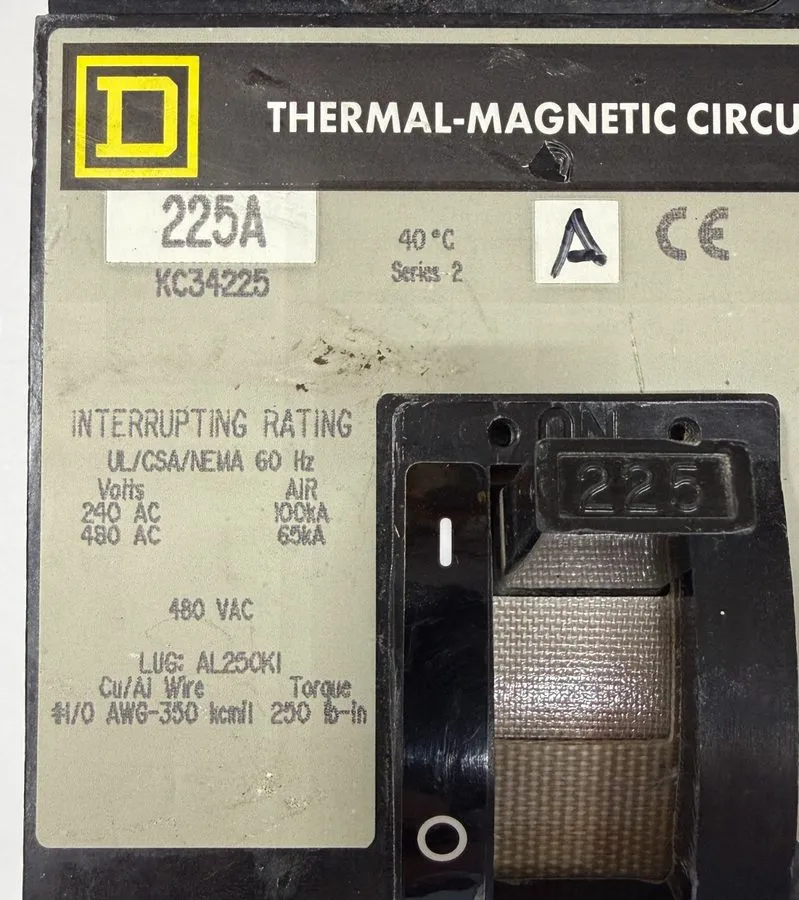 Автоматический выключатель Square D I-Line KC34225 3 Pole 225 Amp 480V Circuit B
