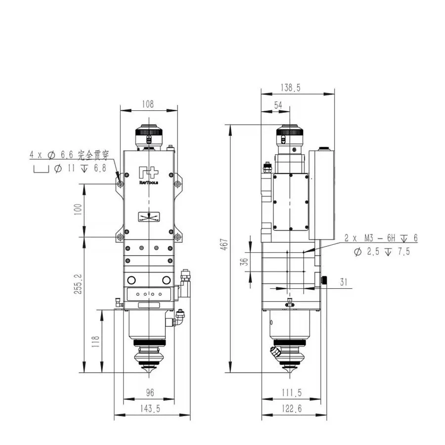 Лазерная головка Raytools BS12K-CAT Laser Cutting Head