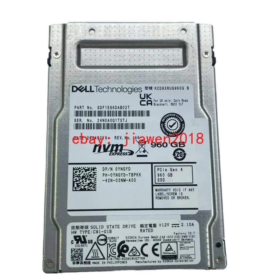 SSD-накопитель KIOXIA CD8 960GB DELL SSD 2.5" U.2 PCIe Gen4 NVME Solid State Dri — фото лота 1