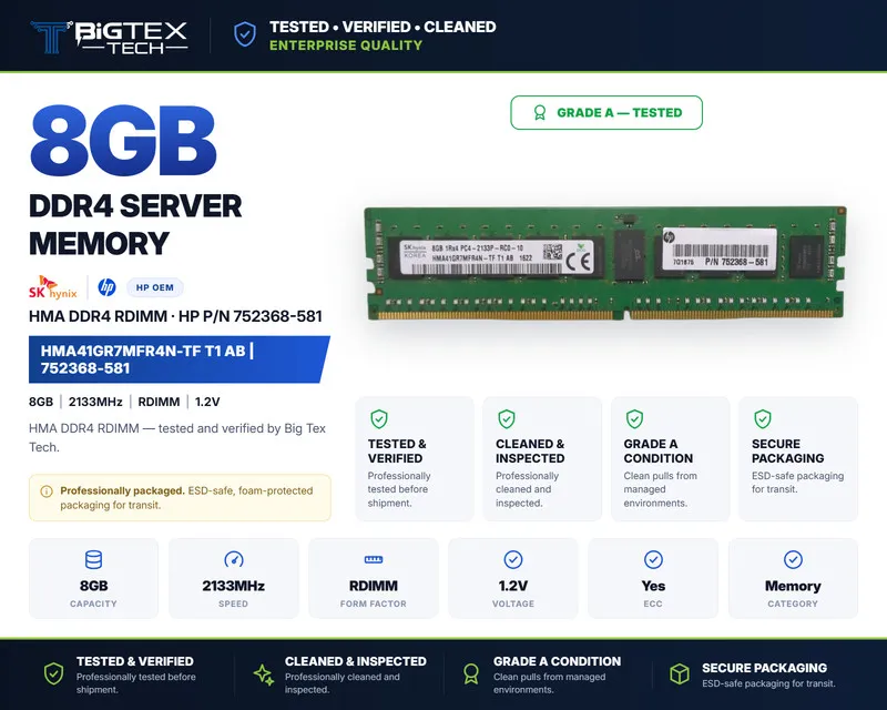 Модуль памяти HMA41GR7MFR4N-TF Hynix 8GB DDR4 Registered ECC PC4-17000 2133Mhz 1