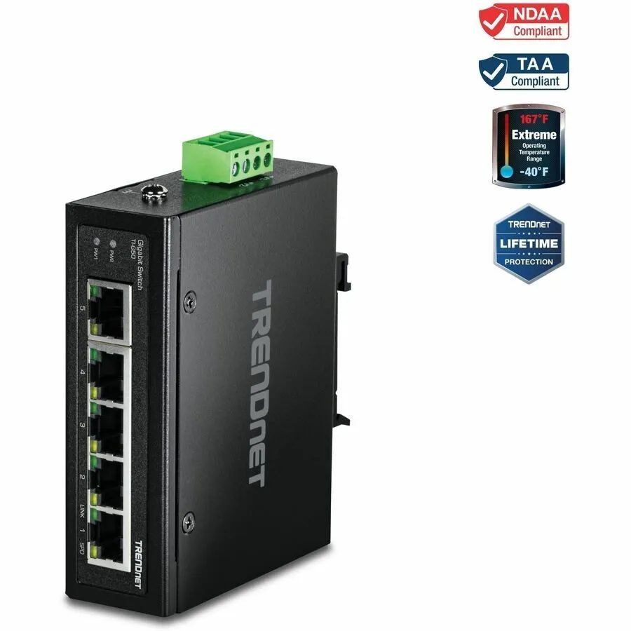 Коммутатор TRENDnet TI-G50 5-Port Hardened Industrial Gigabit DIN-Rail Switch 12 — фото лота 1