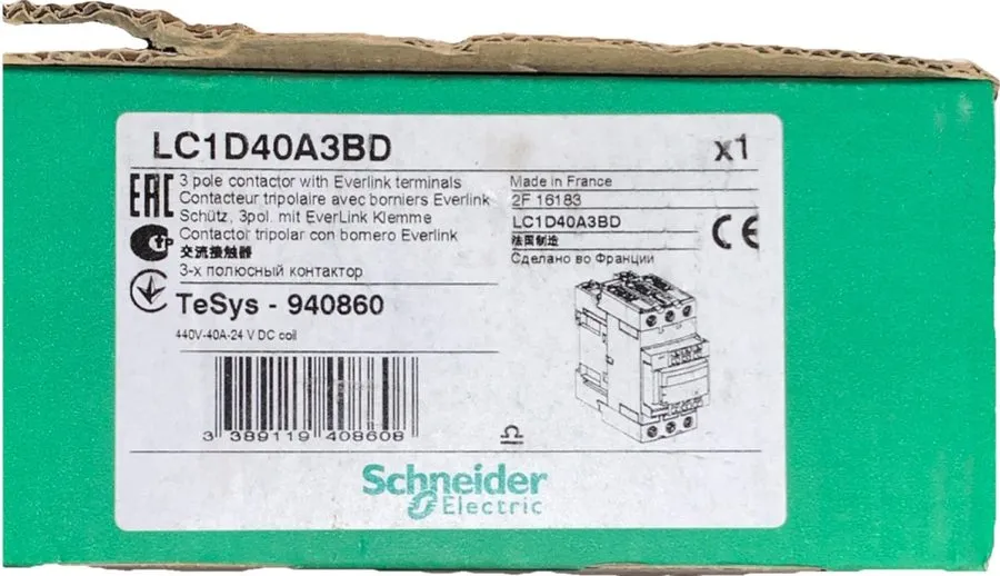 Контактор Schneider Electric TeSys LC1D093BL IEC Contactor 3PST-NO 24VDC 11A DIN